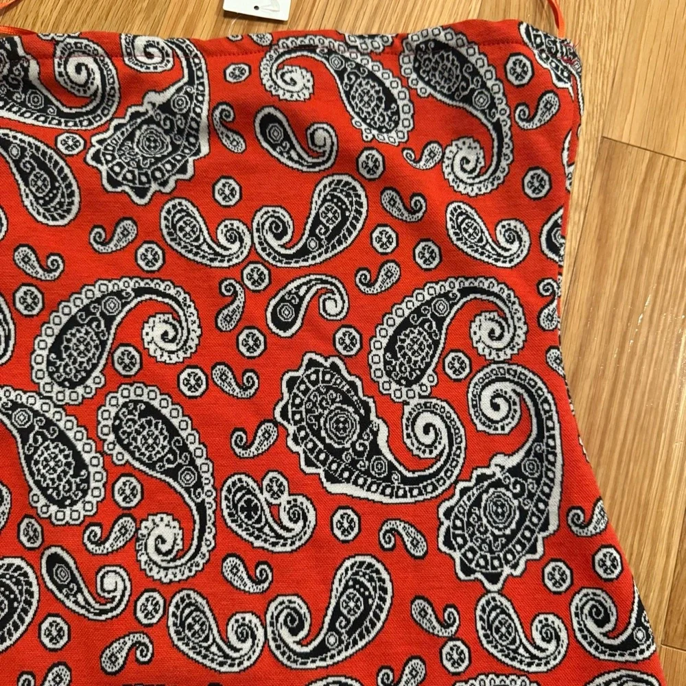 NWT Urban Outfitters Paisley Strapless Red Mini Dress - Picture 5 of 7